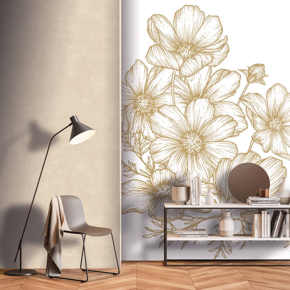 Poppies Linework Gold Wall Mural price history on PriceWatchPro