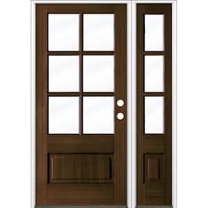 36 in. x 80 in. Left Hand 3/4 6-Lite with Beveled Glass Black Stain Douglas Fir Prehung Front Door Right Sidelite
