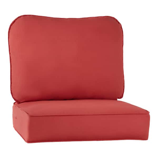 Greendale Home Fashions 24 in. x 24 in. 2-Piece Outdoor Deep Seat Lounge Chair Cushion in Coral