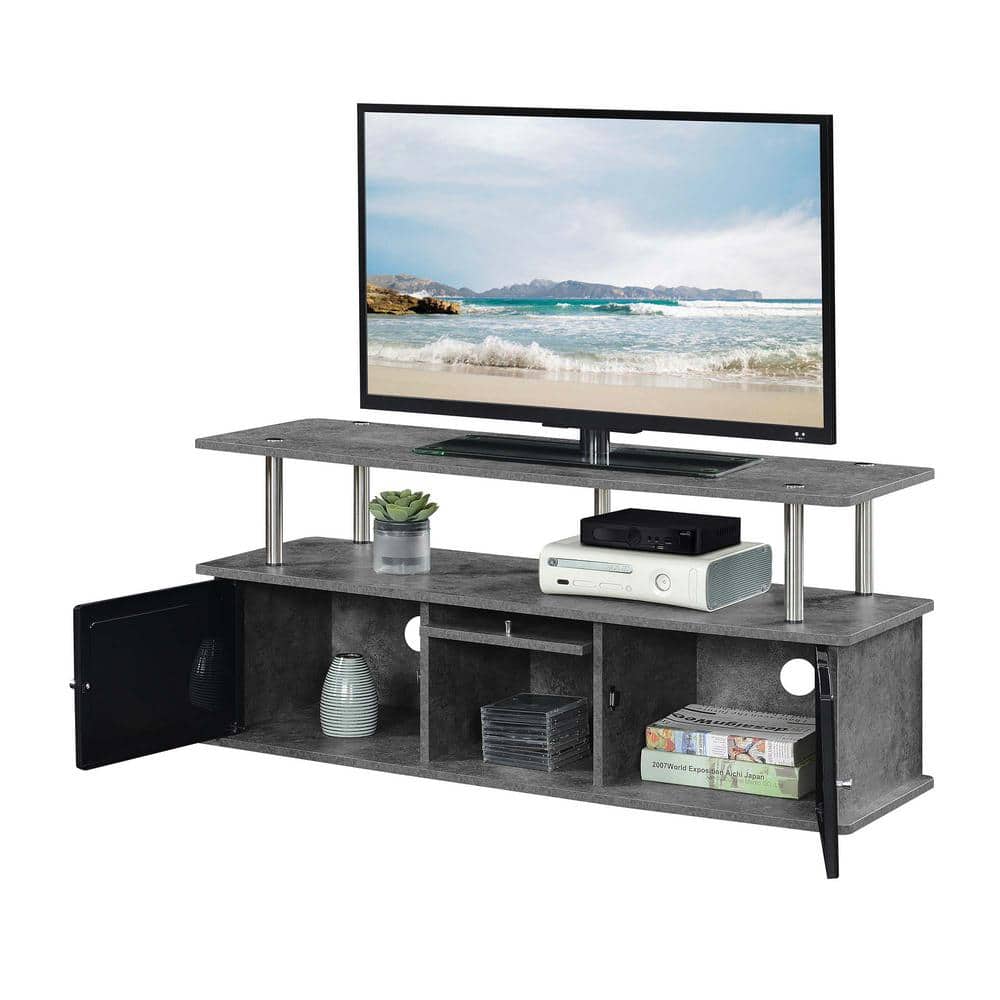 Modern Cement Gray TV Stand with Storage Cabinets 48"