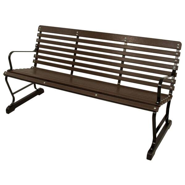 Ivy Terrace 60 in. Black and Mahogany Plastic Outdoor Patio Bar Bench