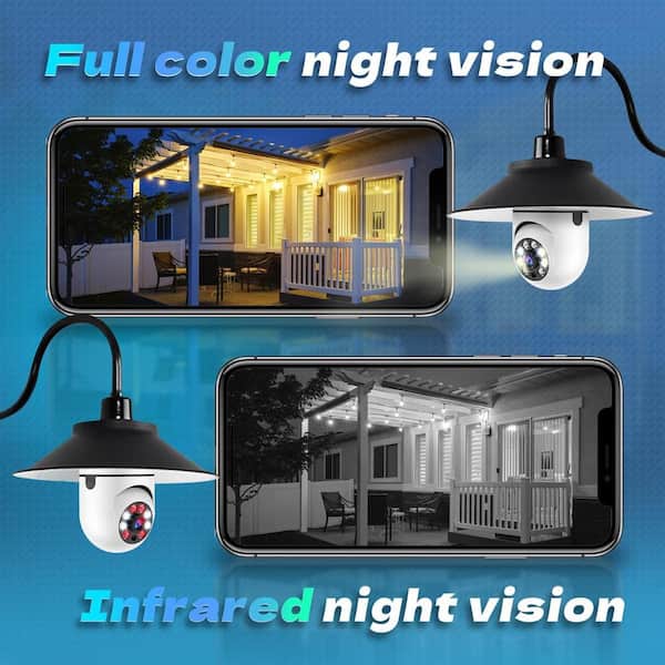 Lukyamzn Wireless Indoor Plug-in WiFi Security Camera with Color Night Vision 2-Way Audio 2.45-5G 4MP Camera E27 Socket, White