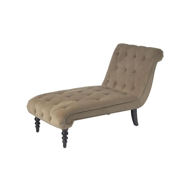 OSP Home Furnishings Coffee Velvet Tufted Chaise Lounge