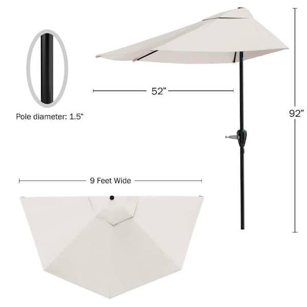 Pure Garden 9 ft. Half Round Patio Umbrella in Tan M150055 - The 