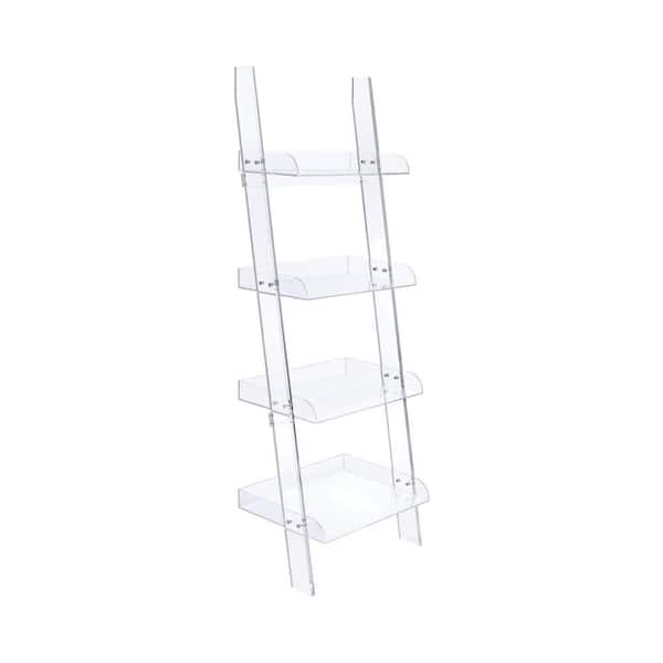 Coaster Amaturo 72.25 in. Clear 4-Shelf Ladder Bookcase