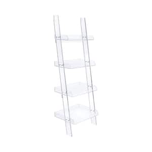 Amaturo 72.25 in. Clear 4-Shelf Ladder Bookcase