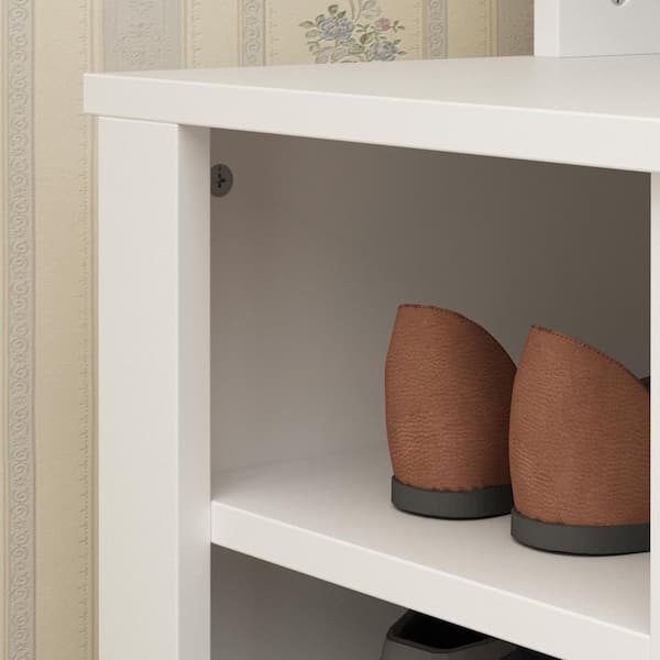 FUFU&GAGA 63 in. W White Wood 3-in-1 Hall Tree Coat Rack Shoe