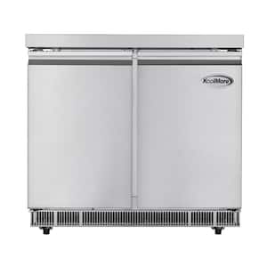 36 in. Cold Food Table Refrigerator with Pan Covers in Stainless-Steel