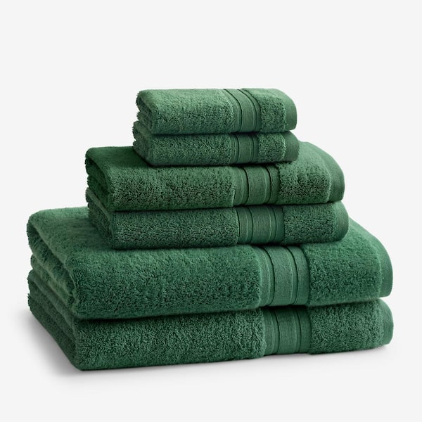 Company Cotton 6-Piece Bottle Green Turkish Cotton Bath Towel Set