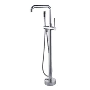 Single-Handle Freestanding Bathtub Faucet with Hand Shower in Chrome