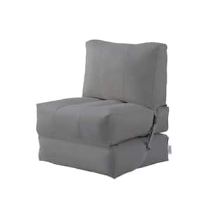 Cloudy Light Grey Bean Bag Lounger Chair Convertible Nylon Foam Sleeper