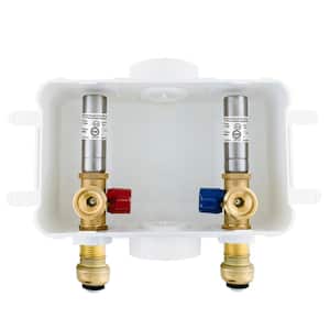 1/2 in. x 3/4 in. MHT Brass Washing Machine Outlet Box with Water Hammer with Push-to-Connect