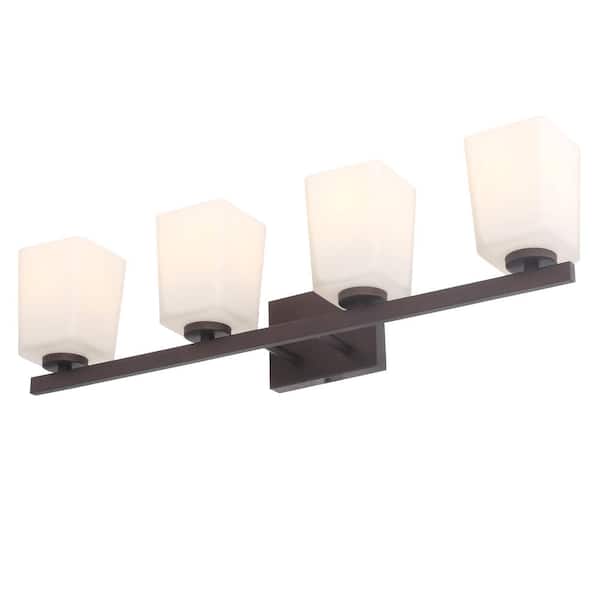 Canarm LTD IVL472A04ORB Hartley 4 Light Vanity Oil Rubbed Bronze with Opal Glass 