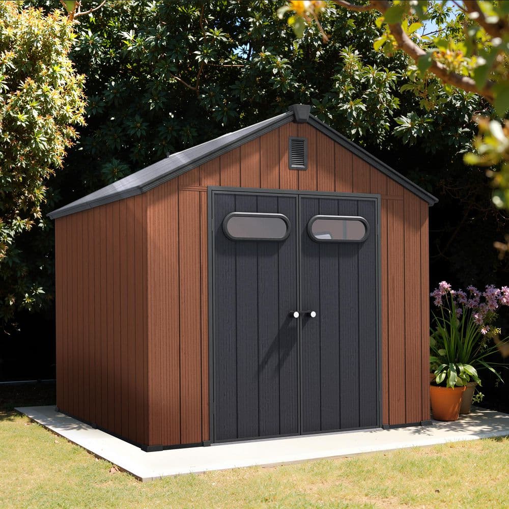 Pellebant 8 ft. x 8 ft. Resin Outdoor Garden Storage Shed with