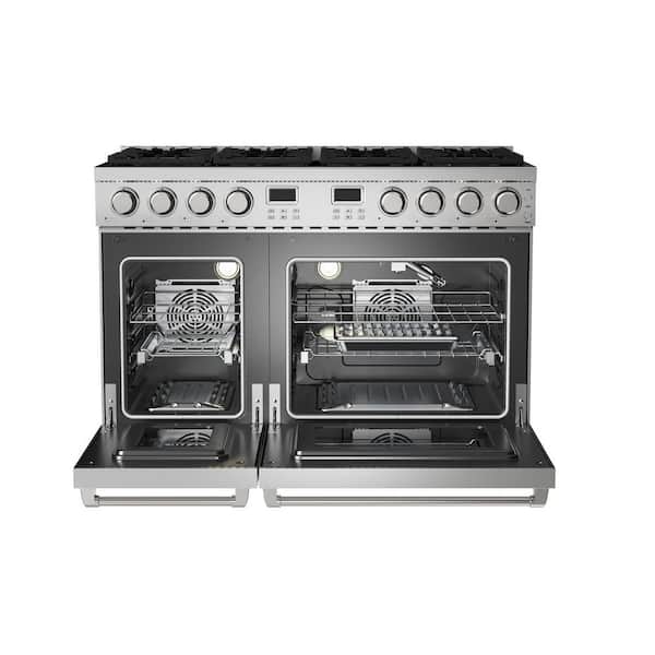 LP Pre-Converted A-Series 7.6 cu. ft. 48in. 8Burners Freestanding Double Oven Gas Range in Stainless Steel w/ Convection