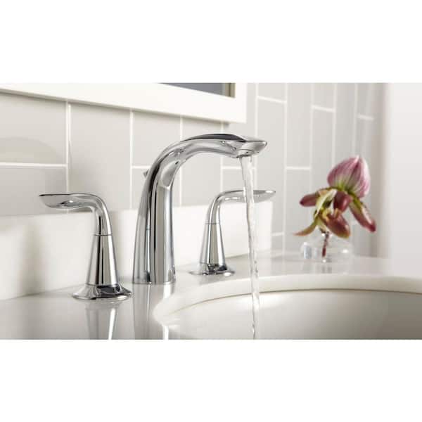 KOHLER - Refinia 8 in. Widespread 2-Handle Water-Saving Bathroom Faucet in Polished Chrome