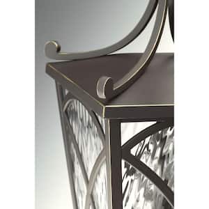 Cadence Collection 2-Light Oil Rubbed Bronze Clear Water Seeded Glass Luxe Outdoor Medium Wall Lantern Light