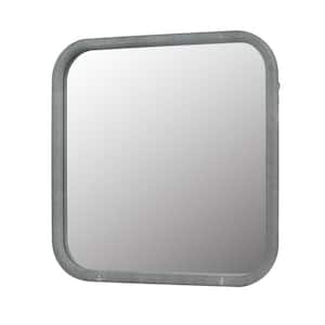 Mordern Square Gray Decorative Wall Hanging Mirror PU Covered MDF Framed Mirror 23.62 in. W x 23.62 in. H
