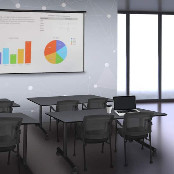 Kobe 66 in x 24 in. Grey Mobile T-Base Training Seminar Table Desk, 2 Knight Mesh Chairs