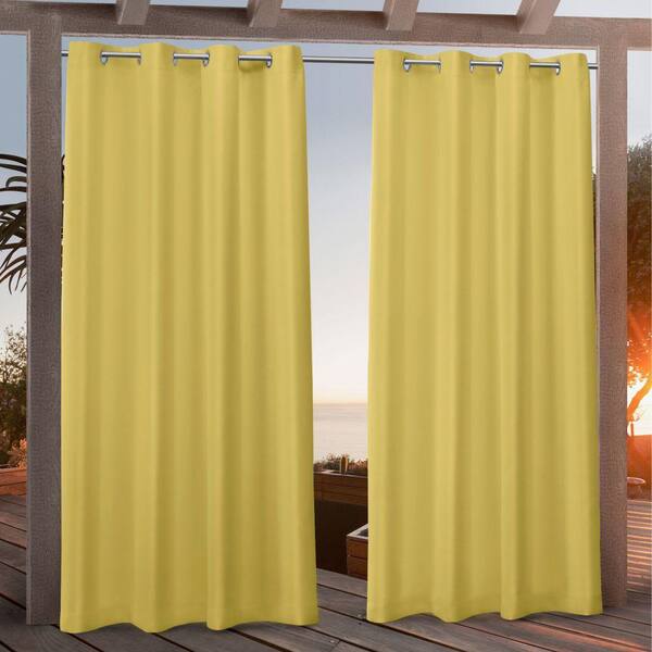 Canvas Butter Solid Light Filtering Grommet Top Indoor/Outdoor Curtain, 54 in. W x 108 in. L (Set of 2)