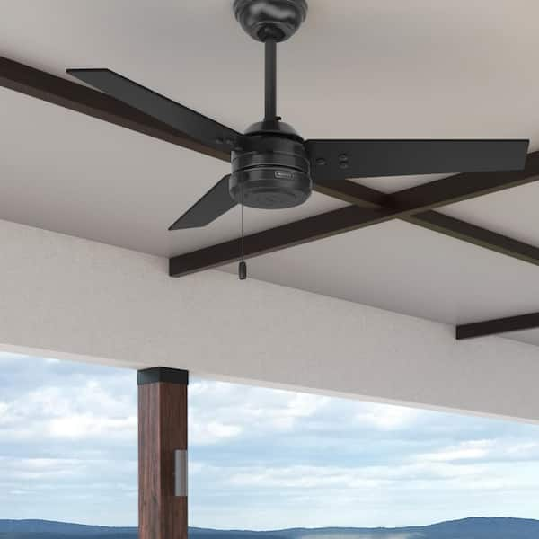 Cassius 44 in. Indoor/Outdoor Matte Black Ceiling Fan For Patios or Bedrooms