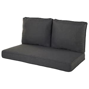 46 in. x 26 in. 2-Piece Universal Outdoor Deep Seat Loveseat Cushion in Charcoal (1-Pack)