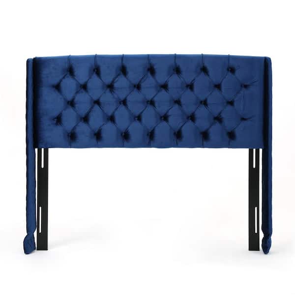 CIPACHO 66 in. W Navy Blue Upholstered Queen Modern Headboard