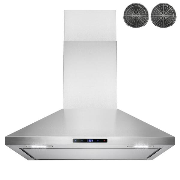 AKDY 36 in. Convertible Kitchen Wall Mount Range Hood in Stainless Steel with LEDs, Touch Control and Carbon Filter