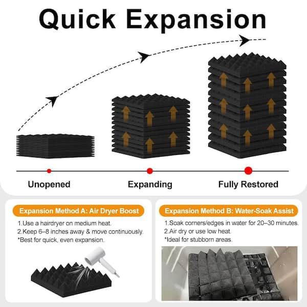Wellco 1 ft. x 1 ft. x 2 in. Sound Absorbing Panels Black Echo