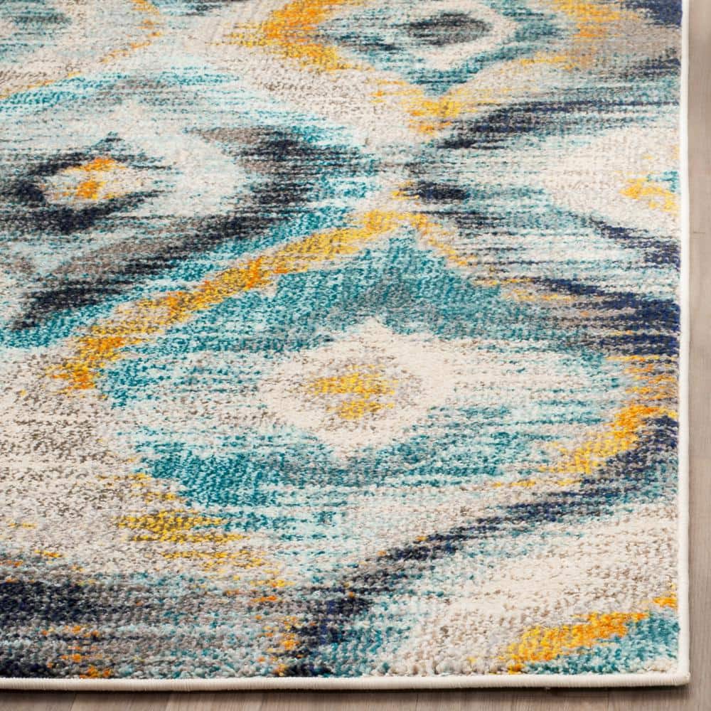Elegance Monaco Blue and Multicolor 8x10 Modern Area Rug