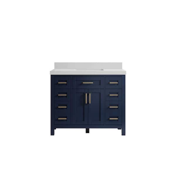 Willow Collections Cambridge 42 in. W x 22 in. D x 36 in. H Bath Vanity in Hale Navy Blue with 2 in. Carrara Quartz Top
