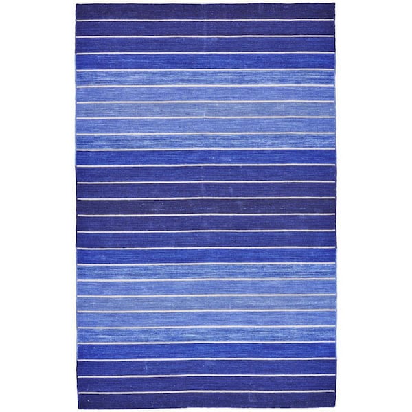 8 X 11 Blue Striped Area Rug
