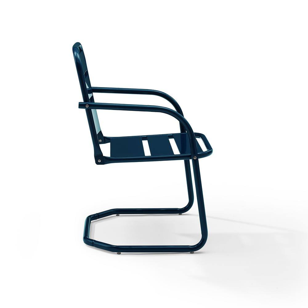 Vintage-Inspired Brighton Navy Steel Outdoor Dining Chair Set