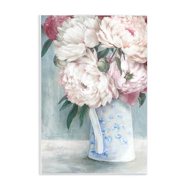 Stupell Industries Peony Blossom Vase by Alex Black Unframed Nature Graphic Art Print 15 in. x 10 in.