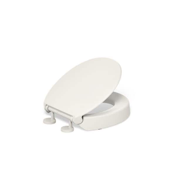 KOHLER Hyten Round Elevated Quiet-Close Toilet Seat in Biscuit