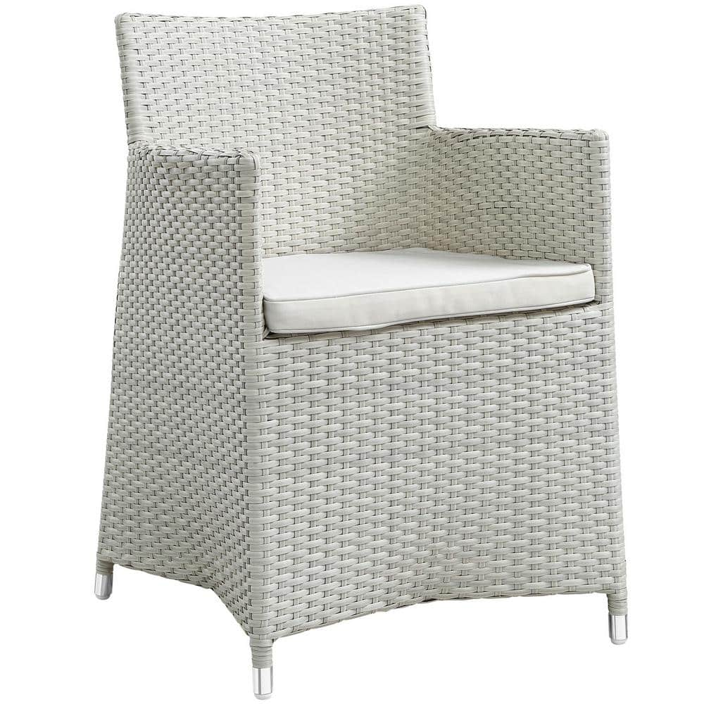 MODWAY Junction Wicker Outdoor Patio Dining Chair in Gray with White