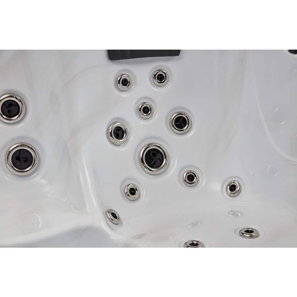 Luxury Gray Acrylic 6-Person Square Hot Tub with LED Lighting