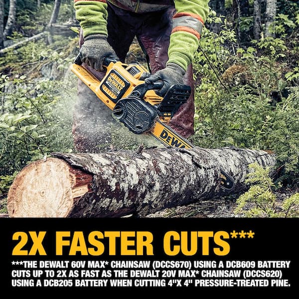 DEWALT 60V MAX 16in. Brushless Battery Powered Chainsaw Kit with (1) FLEXVOLT 3Ah Battery & DCCS670X1 - The Depot