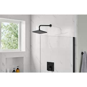 Modern 1-Spray Pattern 8.8 in. Single Wall Mount Fixed Shower Head in Matte Black