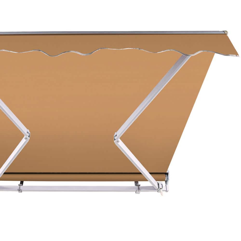 Khaki 12' x 10' Retractable Patio Awning with Aluminum Frame
