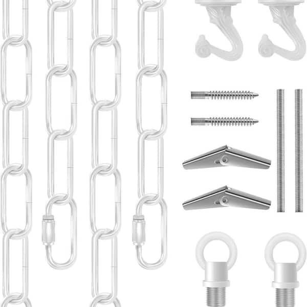 15 ft. Heavy Duty Hanging Chain Kit with Connection Locks and Swag Ceiling Hooks for Lighting Chandelier, Lantern, Plant