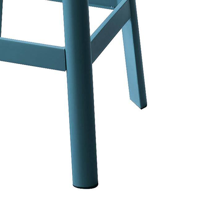 Natural Pine and Teal Metal Backless Bar Stool