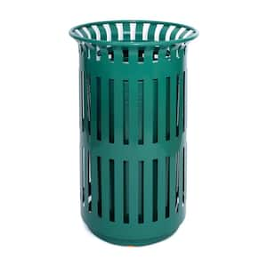 Collins Commercial Grade Green Outdoor Round Slatted Steel 37 Gal. Trash Can with Removable Inner Bin