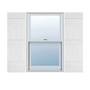 14 in. W x 55 in. H Vinyl Exterior Joined Board and Batten Shutters Pair in White