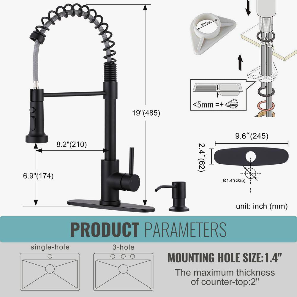 Matte Black High-Arc Kitchen Faucet with Pull-Out Spray