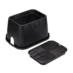 14 in. X 19 in. Rectangular Standard Series Valve Box & Cover, 12 in. Height, Black Box, Black Recycled Water Cover