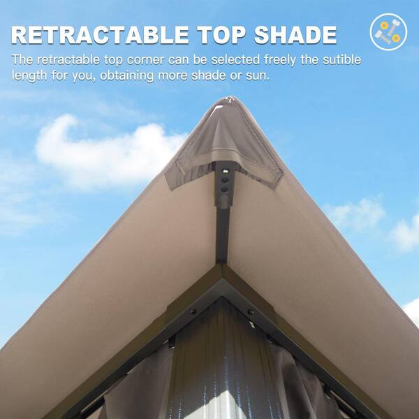 ITOPFOX 10 ft. x 20 ft. Gray Outdoor Gazebo with Double