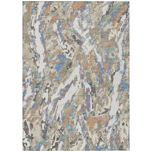 Chantille Machine Washable Indoor/Outdoor Abstract ACN2441 Ivory 8 ft. x 10 ft. Area Rug