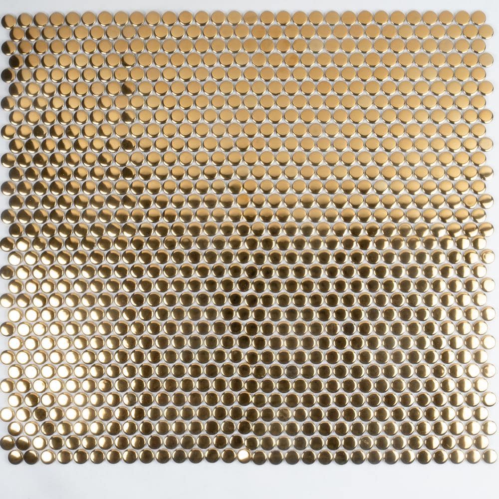 Cirkel Gold Glossy Porcelain Penny Tile Mosaic Sheet