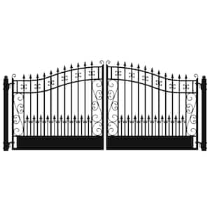 Venice Style 18 ft. x 6 ft. Black Steel Dual Driveway Fence Gate